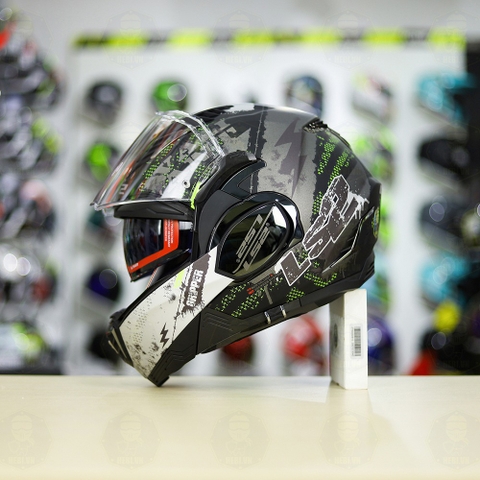 Mũ LS2 FF900 Valiant II Xám Vàng Nhám Gripper Lật Hàm FREESHIP