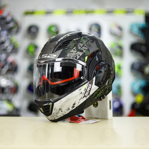 Mũ LS2 FF900 Valiant II Xám Vàng Nhám Gripper Lật Hàm FREESHIP