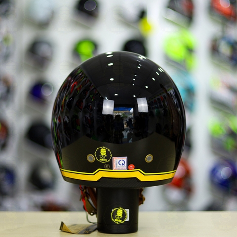 Mũ 3/4 Royal M139 V10 Đen Viền Vàng Bóng FREESHIP