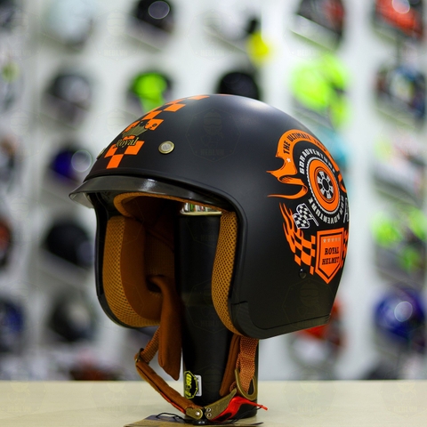 Mũ 3/4 Royal M139 V1 Đen Cam Nhám FREESHIP