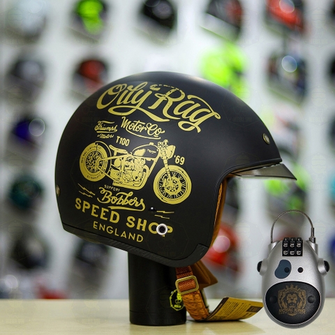 Combo Mũ 3/4 ROYAL M139 V5 Đen Tem Nhám Độ Khóa Chống Trộm