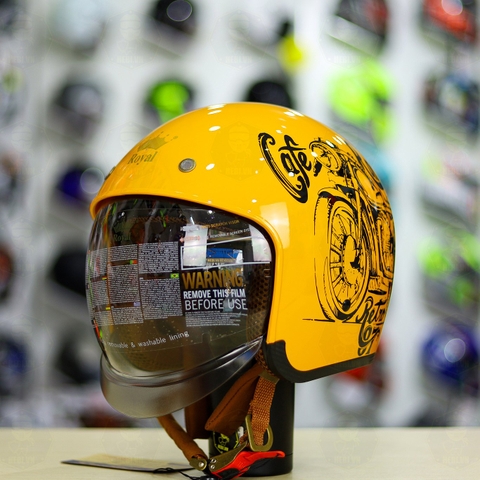 Mũ 3/4 Royal M139 V7 Vàng Đen Bóng FREESHIP