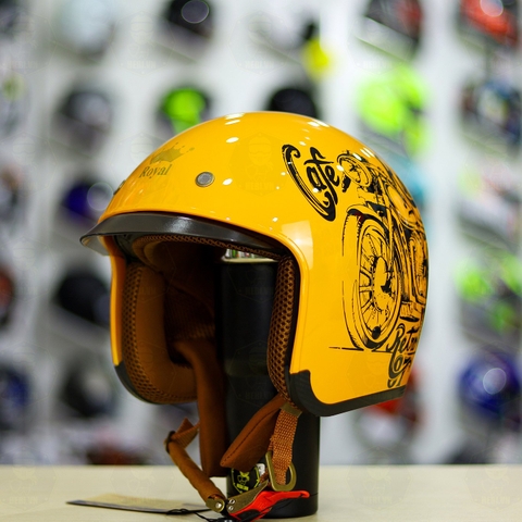 Mũ 3/4 Royal M139 V7 Vàng Đen Bóng FREESHIP