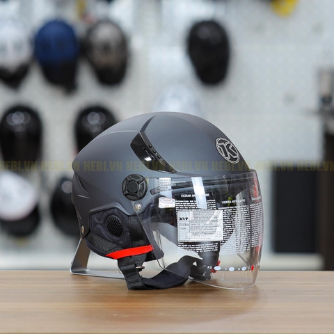 Mũ 1/2 KYT TigerJet Đen Nhám Nhỏ Gọn Nhẹ FREESHIP