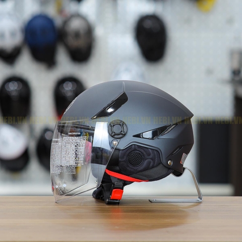 Mũ 1/2 KYT TigerJet Đen Nhám Nhỏ Gọn Nhẹ FREESHIP