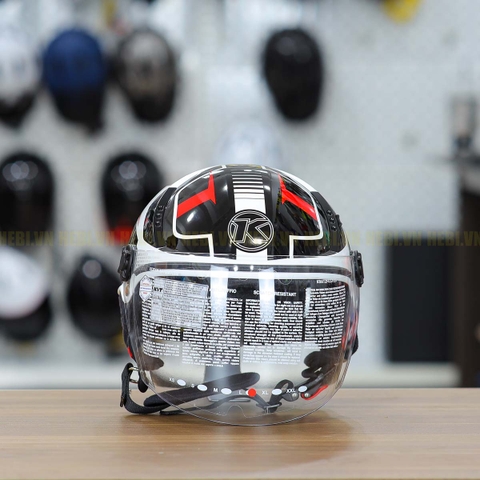 Mũ 1/2 KYT TigerJet T5 Trắng Đỏ Bóng Nhỏ Gọn Nhẹ FREESHIP