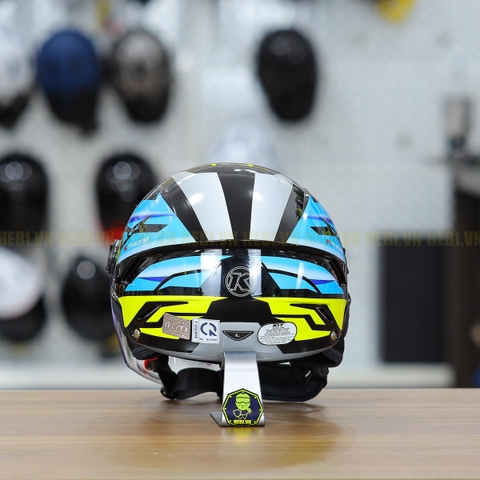 Mũ 1/2 KYT TigerJet Đen Xanh Vàng Nhỏ Gọn Nhẹ FREESHIP