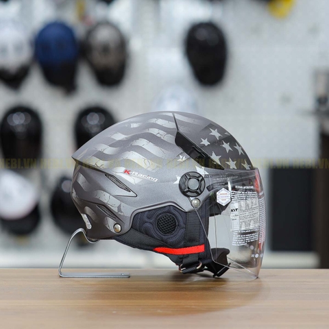 Mũ 1/2 KYT Tiger Jet Xám Ngôi Sao Nhỏ Gọn Nhẹ FREESHIP