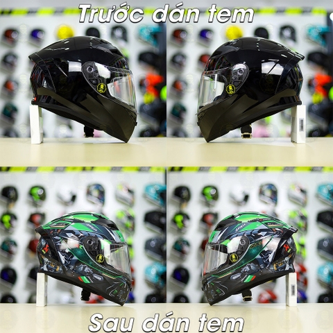 Tem Decal Kawasaki Xanh Cho Nón Fullface - Không Nón - FREESHIP