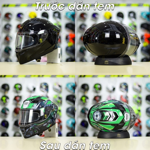 Tem Decal Kawasaki Xanh Cho Nón Fullface - Không Nón - FREESHIP