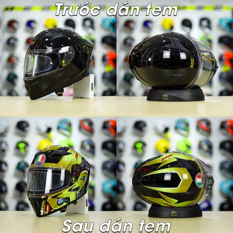 Tem Decal BMW Vàng Cho Nón Fullface - Không Nón - FREESHIP