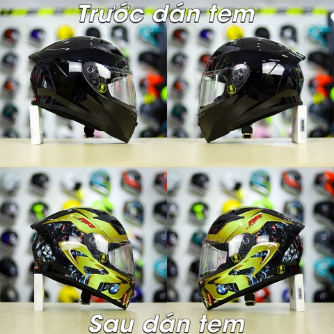 Tem Decal BMW Vàng Cho Nón Fullface - Không Nón - FREESHIP