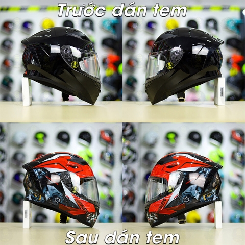 Tem Decal Honda Winner Đỏ Cho Yohe 978 plus & Roc 01 - Không Nón - FREESHIP