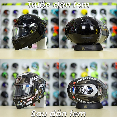 Tem Decal Suzuki Satria Xám Cho Nón Fullface - Không Nón - FREESHIP