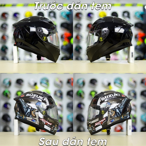 Tem Decal Suzuki Satria Xám Cho Nón Fullface - Không Nón - FREESHIP