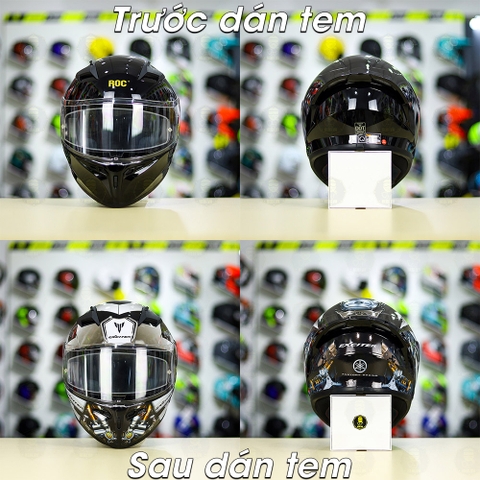 Tem Decal Yamaha Exciter Xám Đen Cho Nón Fullface - Không Nón - FREESHIP