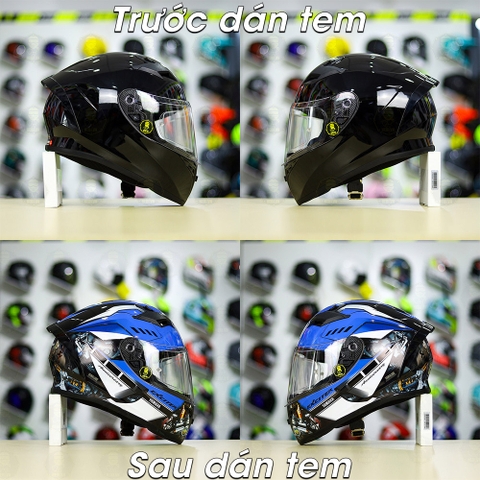 Tem Decal Yamaha Exciter Xanh GP Cho Nón Fullface - Không Nón - FREESHIP