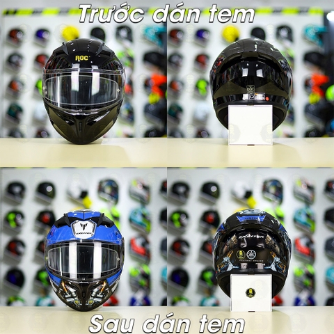 Tem Decal Yamaha Exciter Xanh GP Cho Nón Fullface - Không Nón - FREESHIP