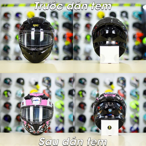 Tem Decal BMW HP4 Trắng Hồng Cho Nón Fullface - Không Nón - FREESHIP