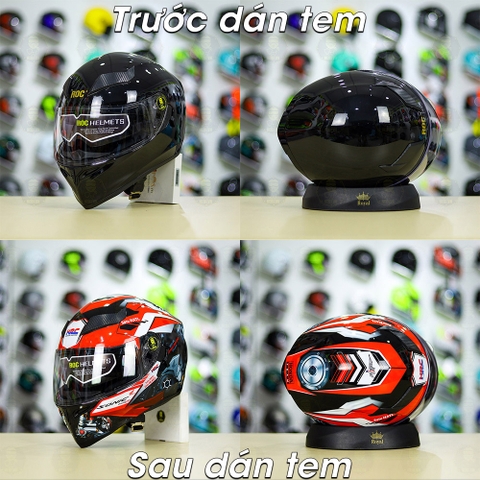 Tem Decal Honda Sonic Trắng Đỏ Cho Yohe 978 plus & Roc 01 - Không Nón - FREESHIP