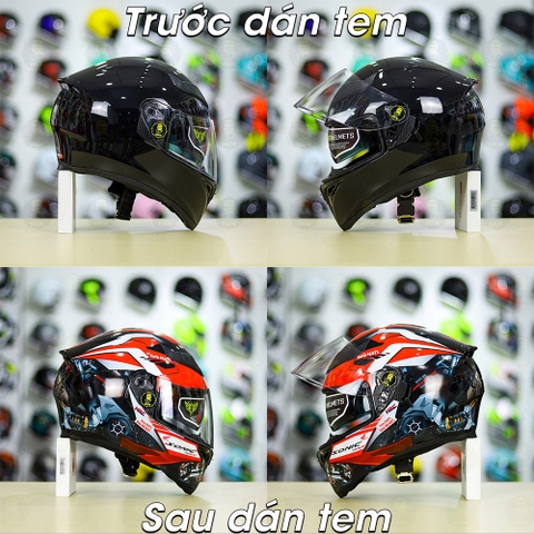 Tem Decal Honda Sonic Trắng Đỏ Cho Yohe 978 plus & Roc 01 - Không Nón - FREESHIP