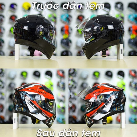 Tem Decal Yamaha Exciter Đỏ Cho Nón Fullface - Không Nón - FREESHIP