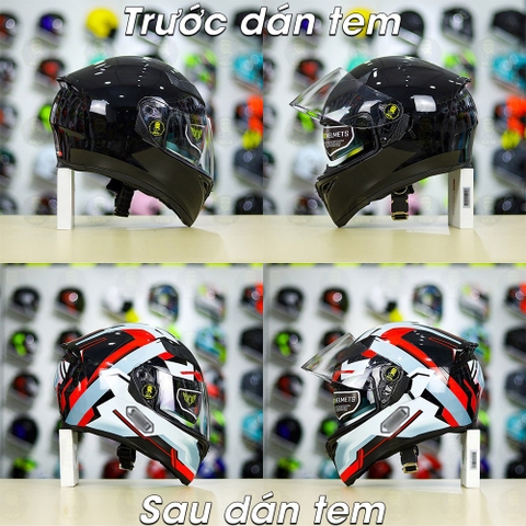 Tem Decal Shoei Brink Xám Bạc Đỏ Cho Nón Fullface - Không Nón - FREESHIP