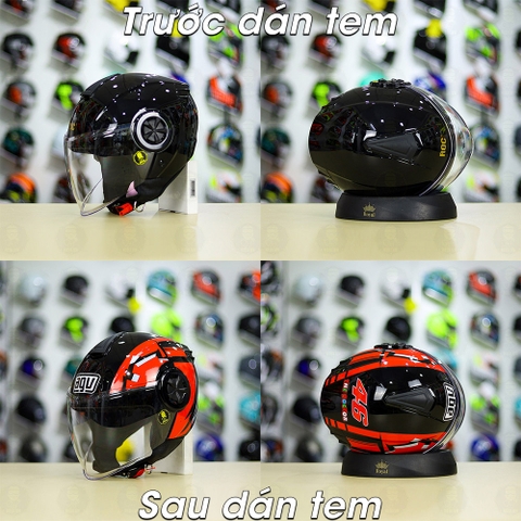 Tem Decal AGV Blade Đỏ cho ROC 06/ YOHE 851 Màu Trơn - Không Nón - Freeship