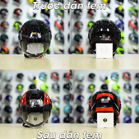 Tem Decal AGV Blade Đỏ cho ROC 06/ YOHE 851 Màu Trơn - Không Nón - Freeship