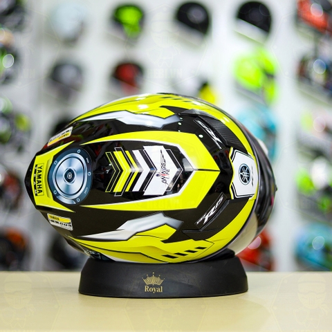 Mũ Royal M138b Đen Bóng + Tặng Dán Tem Decal Yamaha R15 Vàng FREESHIP