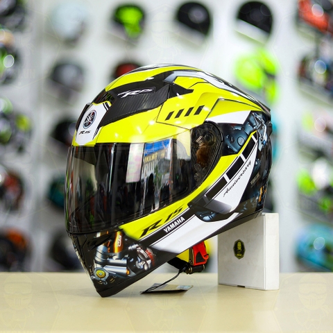 Mũ Royal M138b Đen Bóng + Tặng Dán Tem Decal Yamaha R15 Vàng FREESHIP