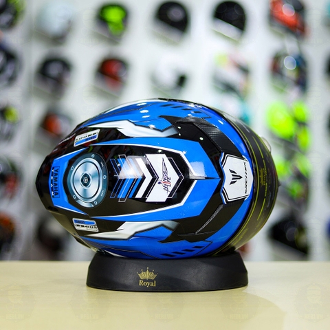 Mũ Royal M138b Đen Bóng + Tặng Dán Tem Decal Yamaha EXCITER Xanh GP FREESHIP