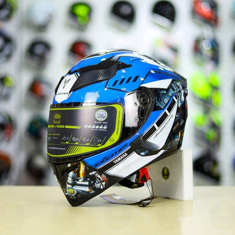 Mũ Royal M138b Đen Bóng + Tặng Dán Tem Decal Yamaha EXCITER Xanh GP FREESHIP