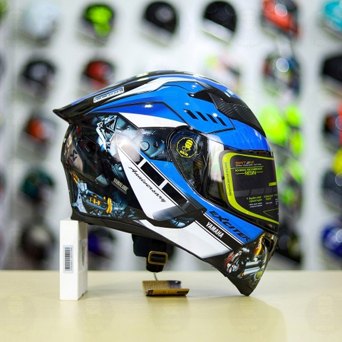 Mũ Royal M138b Đen Bóng + Tặng Dán Tem Decal Yamaha EXCITER Xanh GP FREESHIP