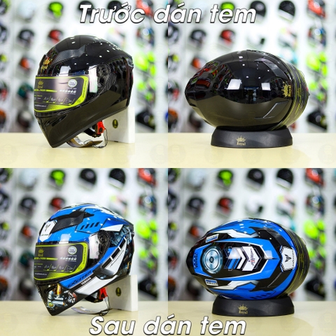 Tem Decal Yamaha Exciter Xanh GP Cho Nón Fullface - Không Nón - FREESHIP