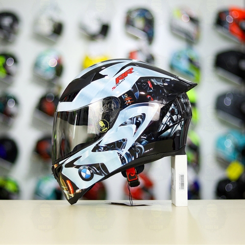 Mũ Royal M138b Đen Bóng + Tặng Dán Tem Decal BMW Bạc FREESHIP