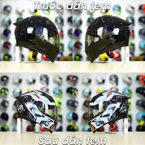Tem Decal BMW Bạc Cho Nón Fullface - Không Nón - FREESHIP