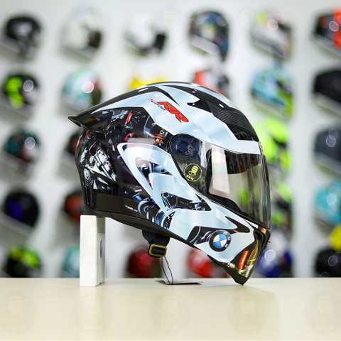 Mũ Royal M138b Đen Bóng + Tặng Dán Tem Decal BMW Bạc FREESHIP