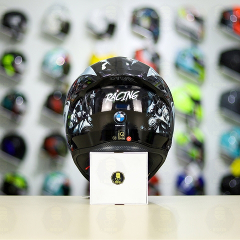 Mũ Royal M138b Đen Bóng + Tặng Dán Tem Decal BMW Bạc FREESHIP