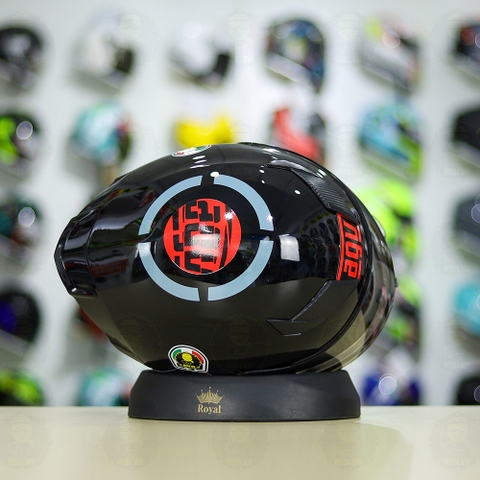 Mũ Royal M138b Đen Bóng + Tặng Dán Tem Decal AGV MYTH V1 Đỏ FREESHIP