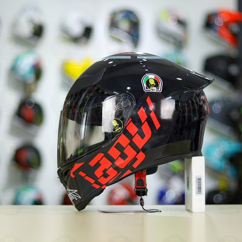 Mũ Royal M138b Đen Bóng + Tặng Dán Tem Decal AGV MYTH V1 Đỏ FREESHIP