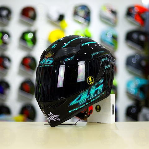 Mũ Royal M138b Đen Bóng + Tặng Dán Tem Decal AGV PROJECT 46 Xanh Ngọc FREESHIP