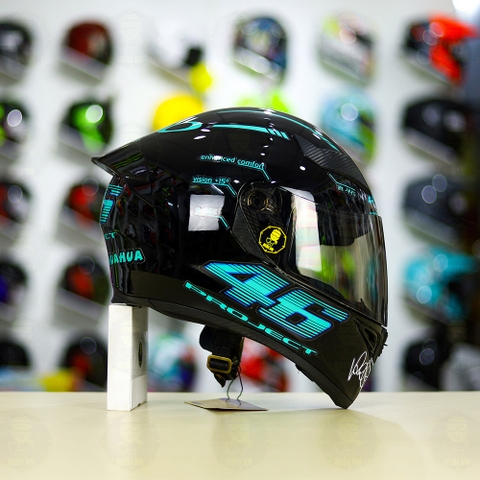 Mũ Royal M138b Đen Bóng + Tặng Dán Tem Decal AGV PROJECT 46 Xanh Ngọc FREESHIP