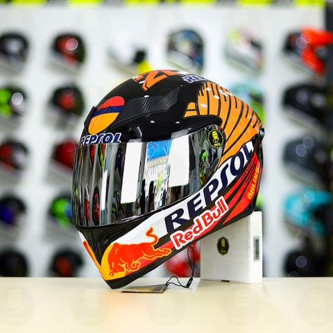 Mũ Royal M138b Đen Bóng + Tặng Dán Tem Decal Honda REPSOL FREESHIP