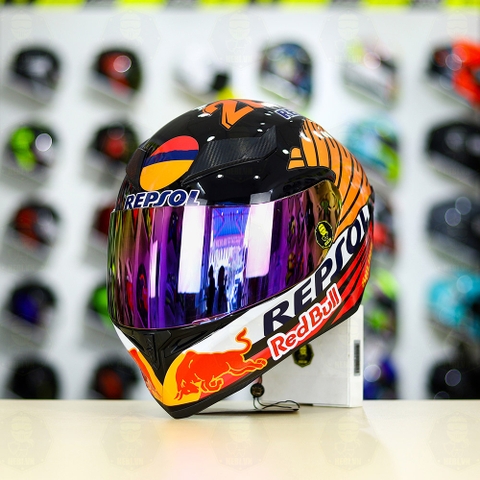 Mũ Royal M138b Đen Bóng + Tặng Dán Tem Decal Honda REPSOL FREESHIP