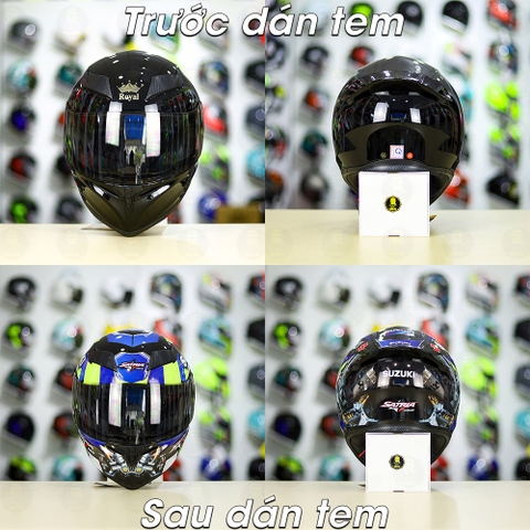 Tem Decal Suzuki Satria Xanh GP Cho Nón Fullface - Không Nón - FREESHIP