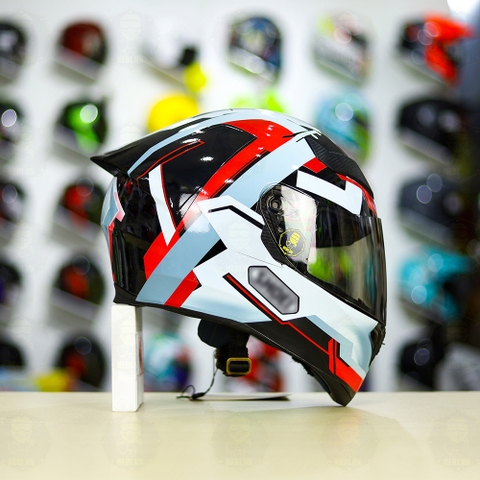 Mũ Royal M138b Đen Bóng + Tặng Dán Tem Decal Shoei BRINK Xám Bạc Đỏ FREESHIP