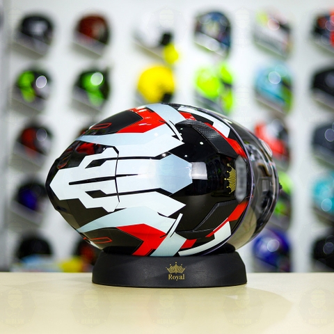 Mũ Royal M138b Đen Bóng + Tặng Dán Tem Decal Shoei BRINK Xám Bạc Đỏ FREESHIP