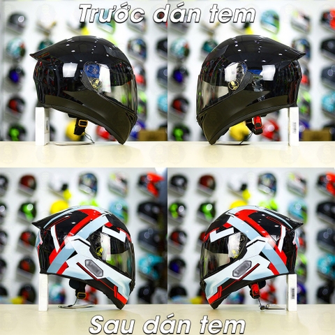 Tem Decal Shoei Brink Xám Bạc Đỏ Cho Nón Fullface - Không Nón - FREESHIP