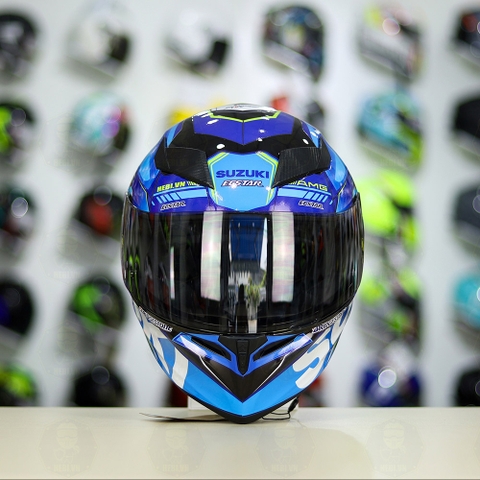 Mũ Royal M138b Đen Bóng + Tặng Tem Decal SUZUKI ECSTAR Xanh Trắng Vàng FREESHIP